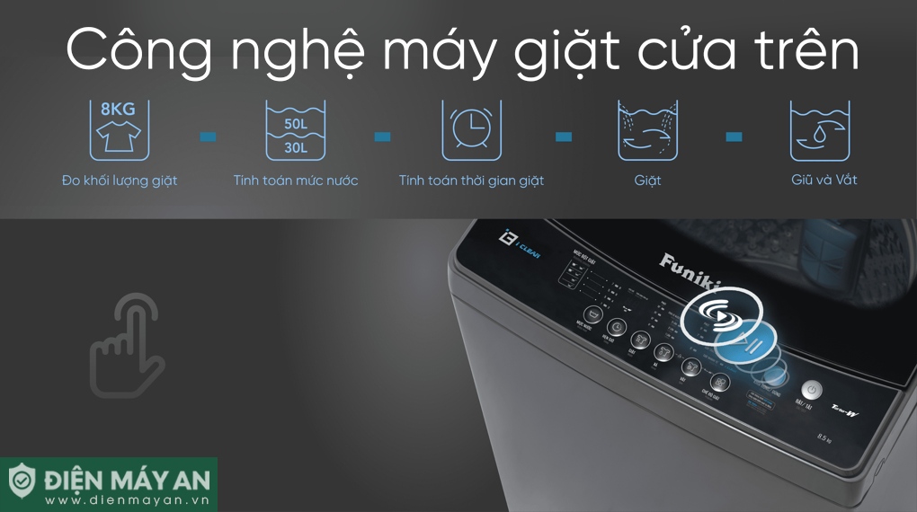 Máy giặt cửa trên Funiki 8.5 kg HWM T685ABG